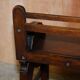 Antique entrance bench by Jas Shoolbred with brass fittings and walnut frame circa 1890.