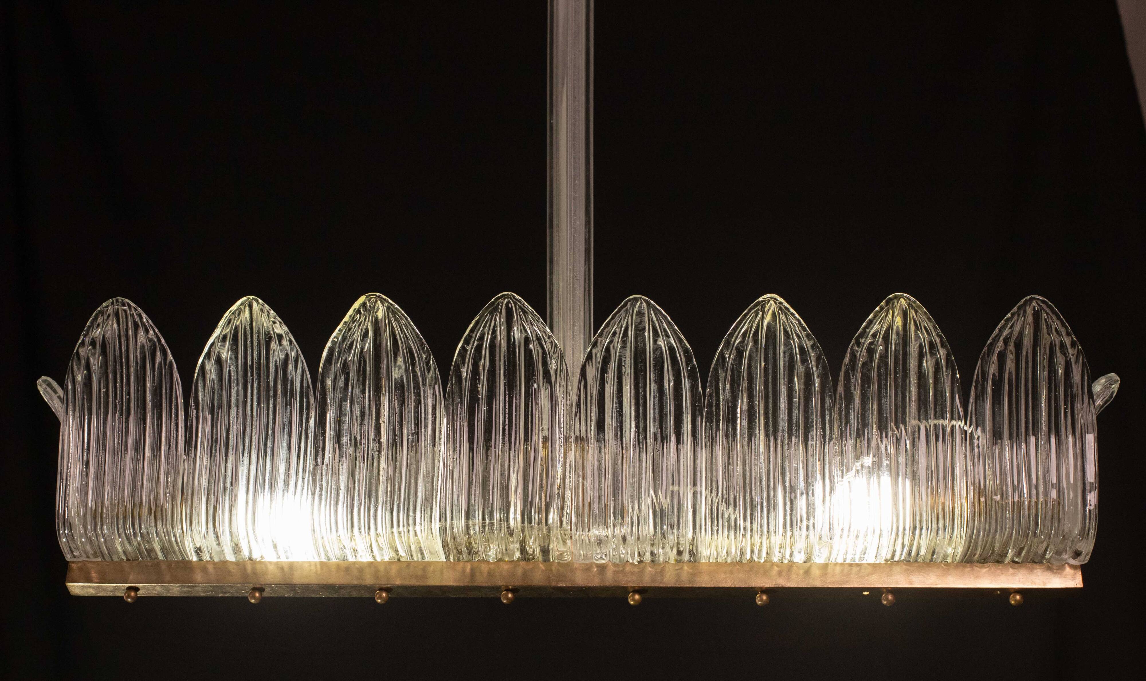 Set of 2 Luxury Large Art Decò Chandelier By Barovier e Toso, Murano Glass,