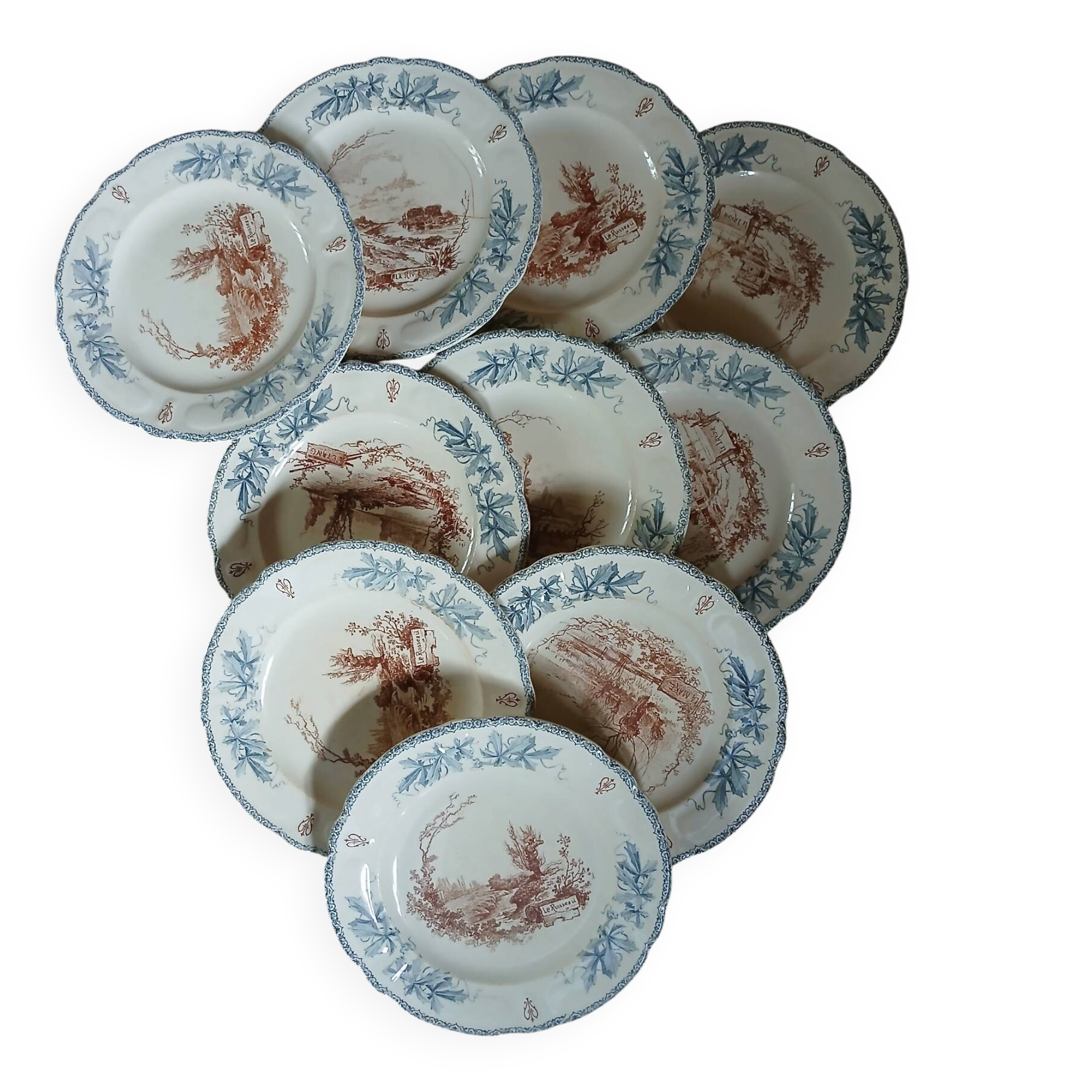 10 antique flat plates "Louis XIII" Choisy le Roi