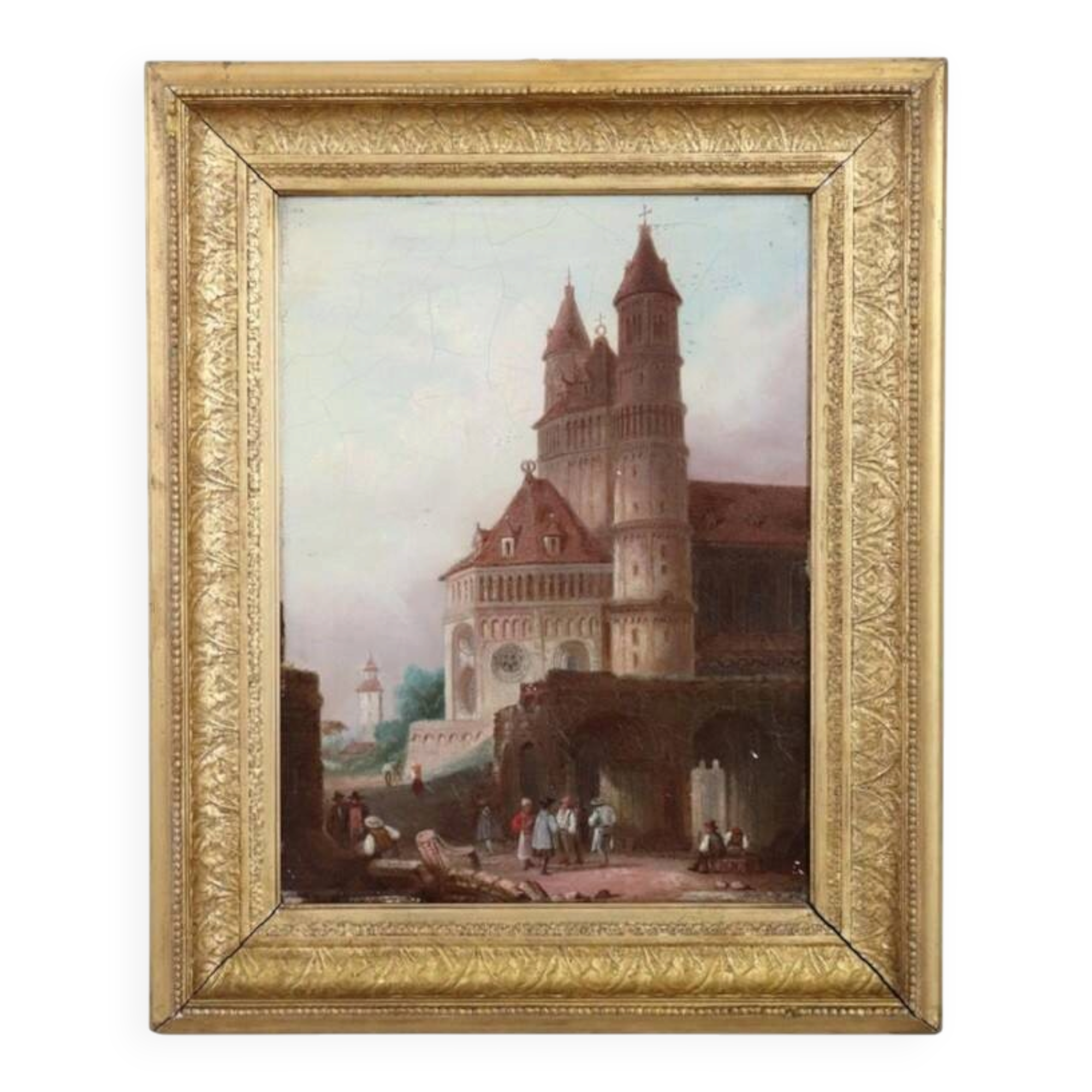 Worms Cathedral, Oil On Panel, 19th Century