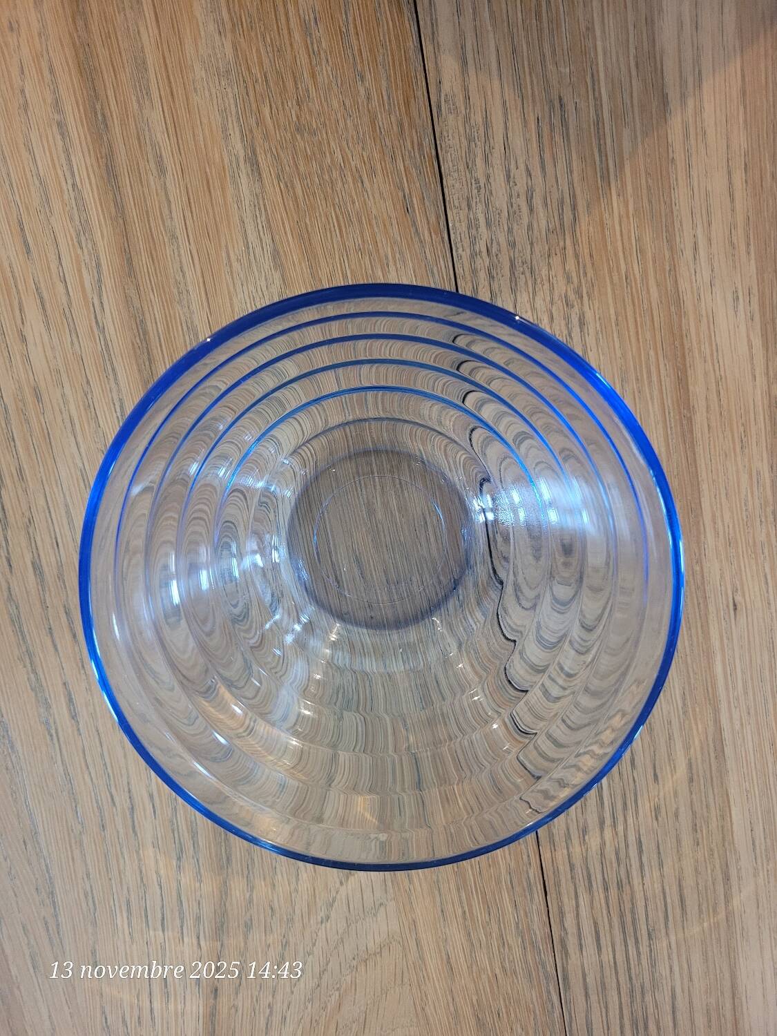 5 vintage blue tempered glass bowls