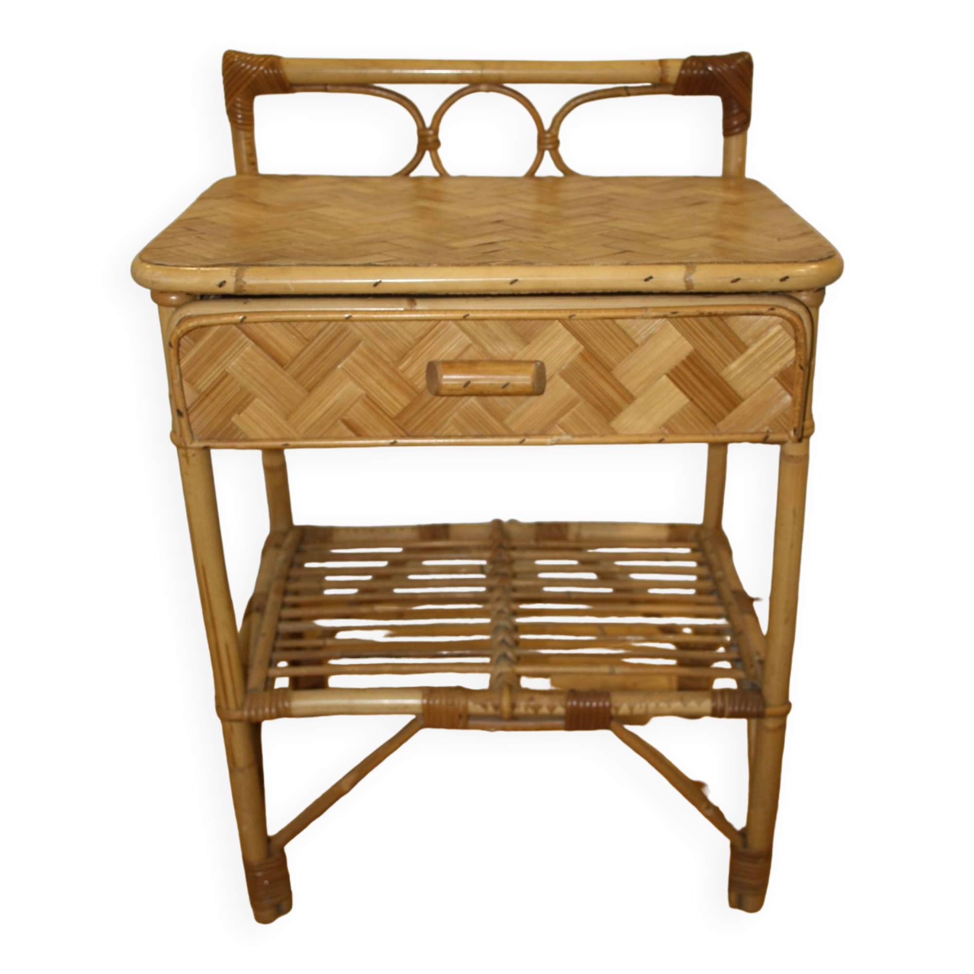 Vintage rattan bedside table