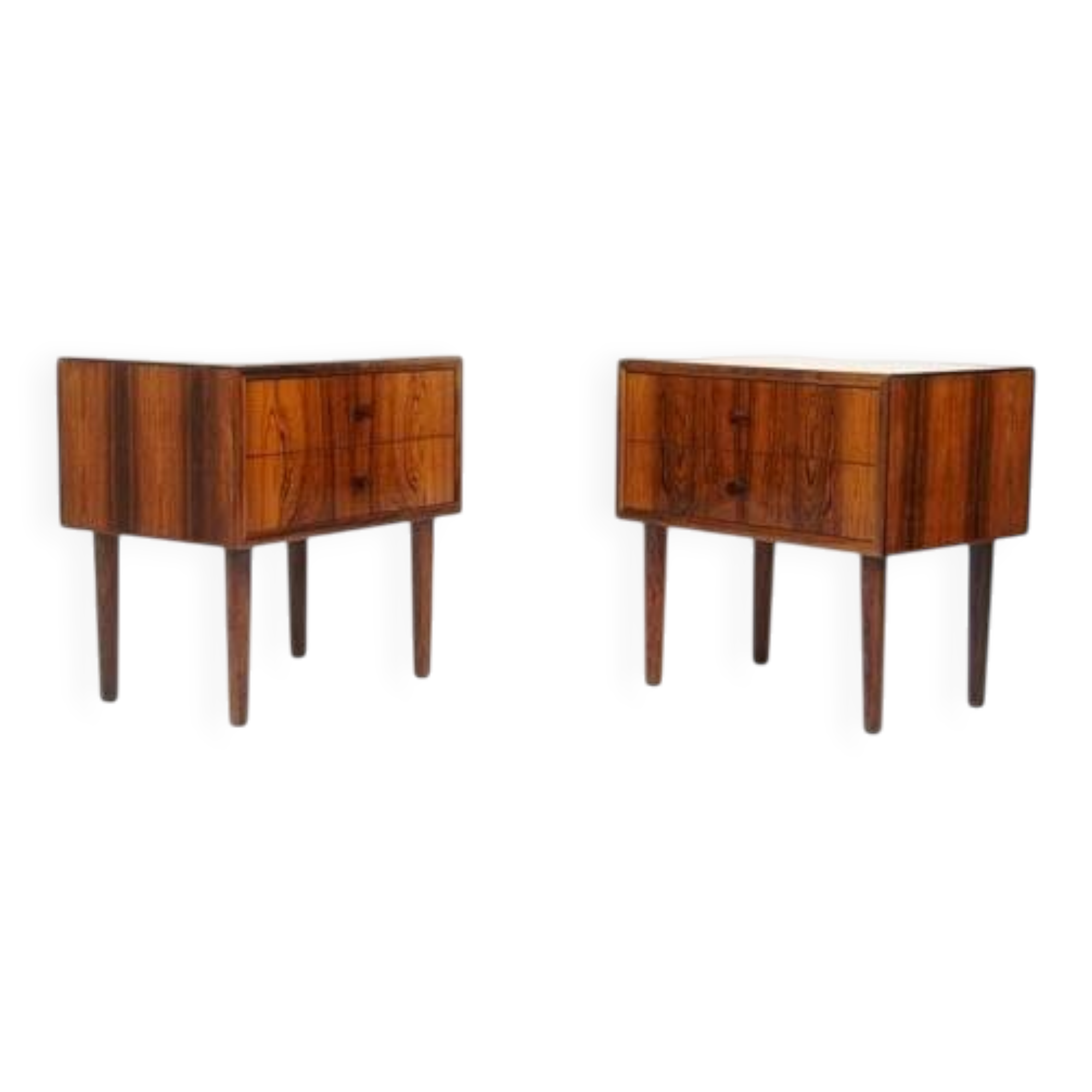 Pair of Retro Vintage Danish Bedside Tables Cabinets Drawers Rosewood Teak 1960s