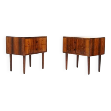 Pair of Retro Vintage Danish Bedside Tables Cabinets Drawers Rosewood Teak 1960s