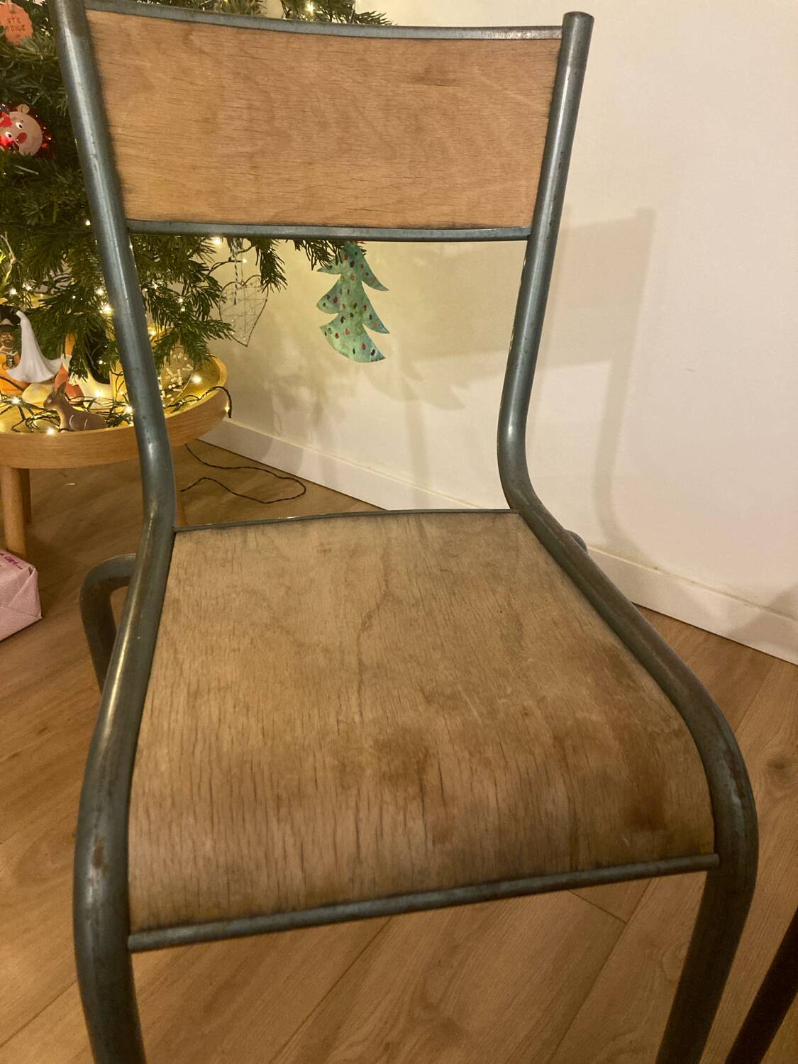 2 vintage school chairs