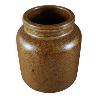 Vase, small vintage pot in brown stoneware