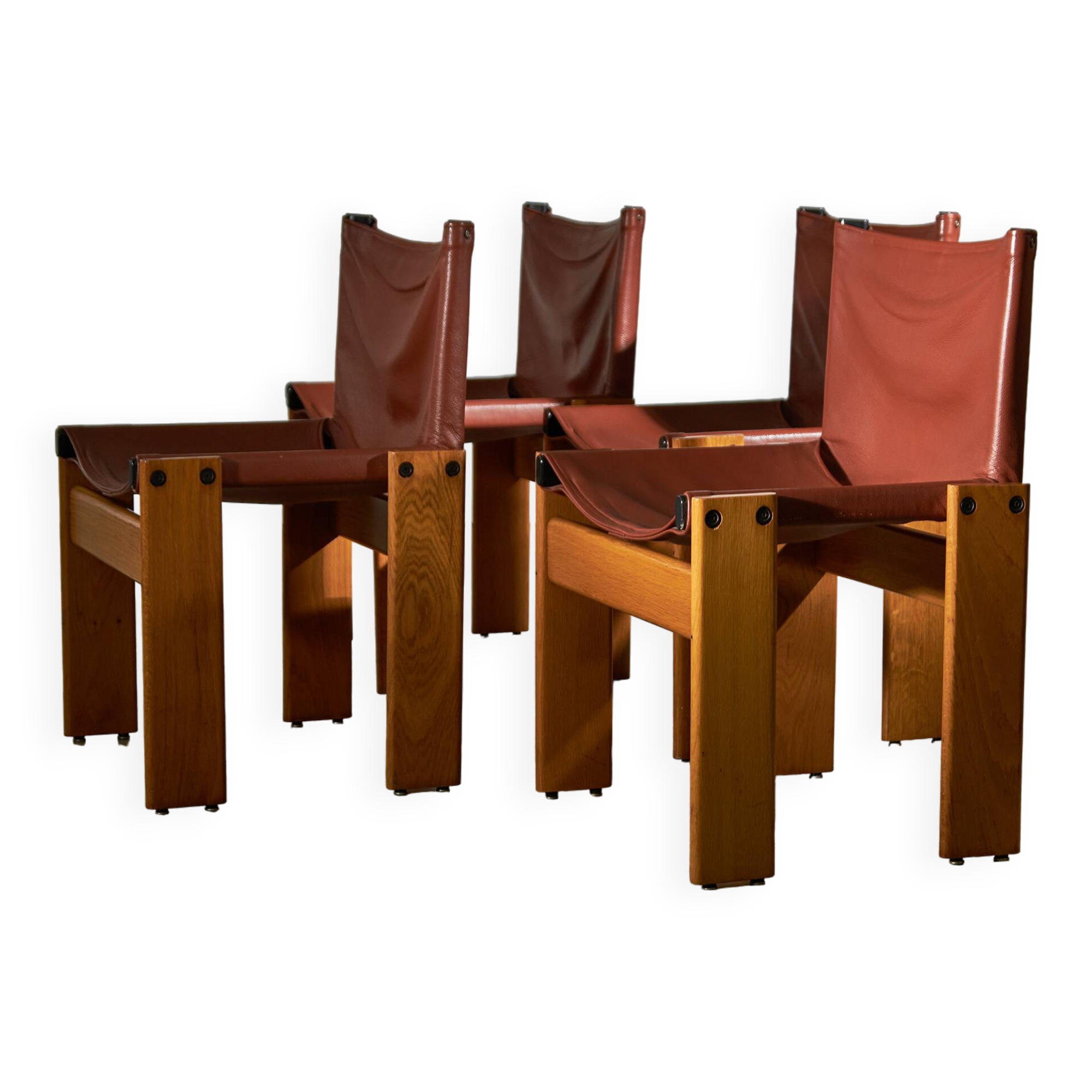 Ensemble de chaises Monk par Afra et Tobia Scarpa pour Molteni, 1973