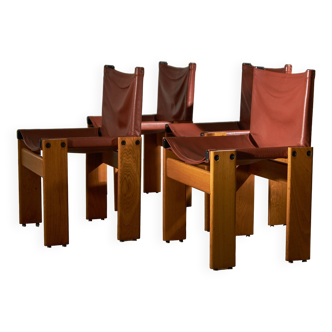 Ensemble de chaises Monk par Afra et Tobia Scarpa pour Molteni, 1973