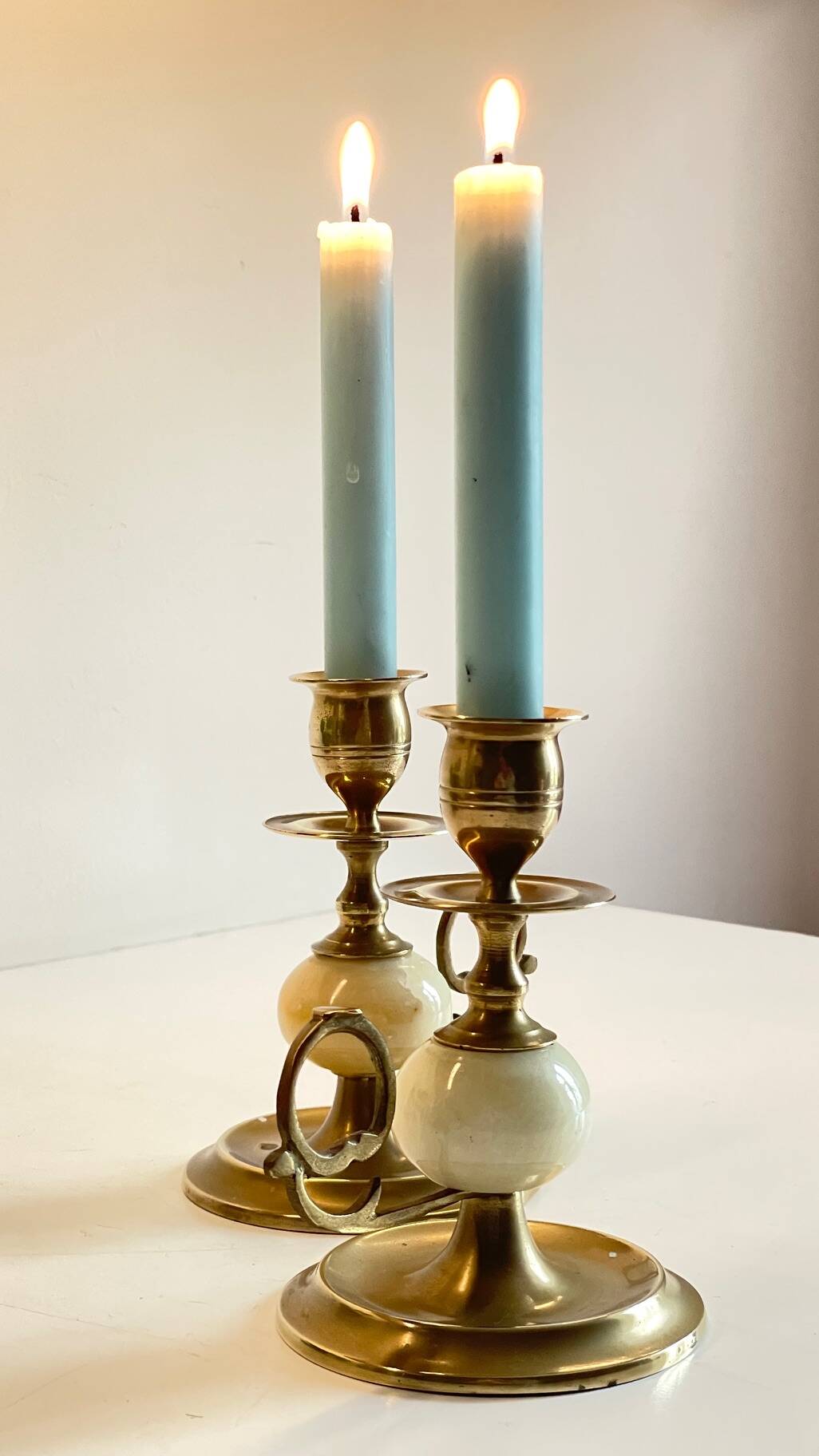 BOUGEOIRS Vintage Onyx Marble and Brass