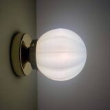 Vintage globe wall / ceiling light in white opaline
