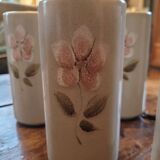 Set of 6 stoneware mazagrans with relief floral decoration – 1980s