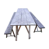 Ensemble vintage guinguette table avec 2 bancs