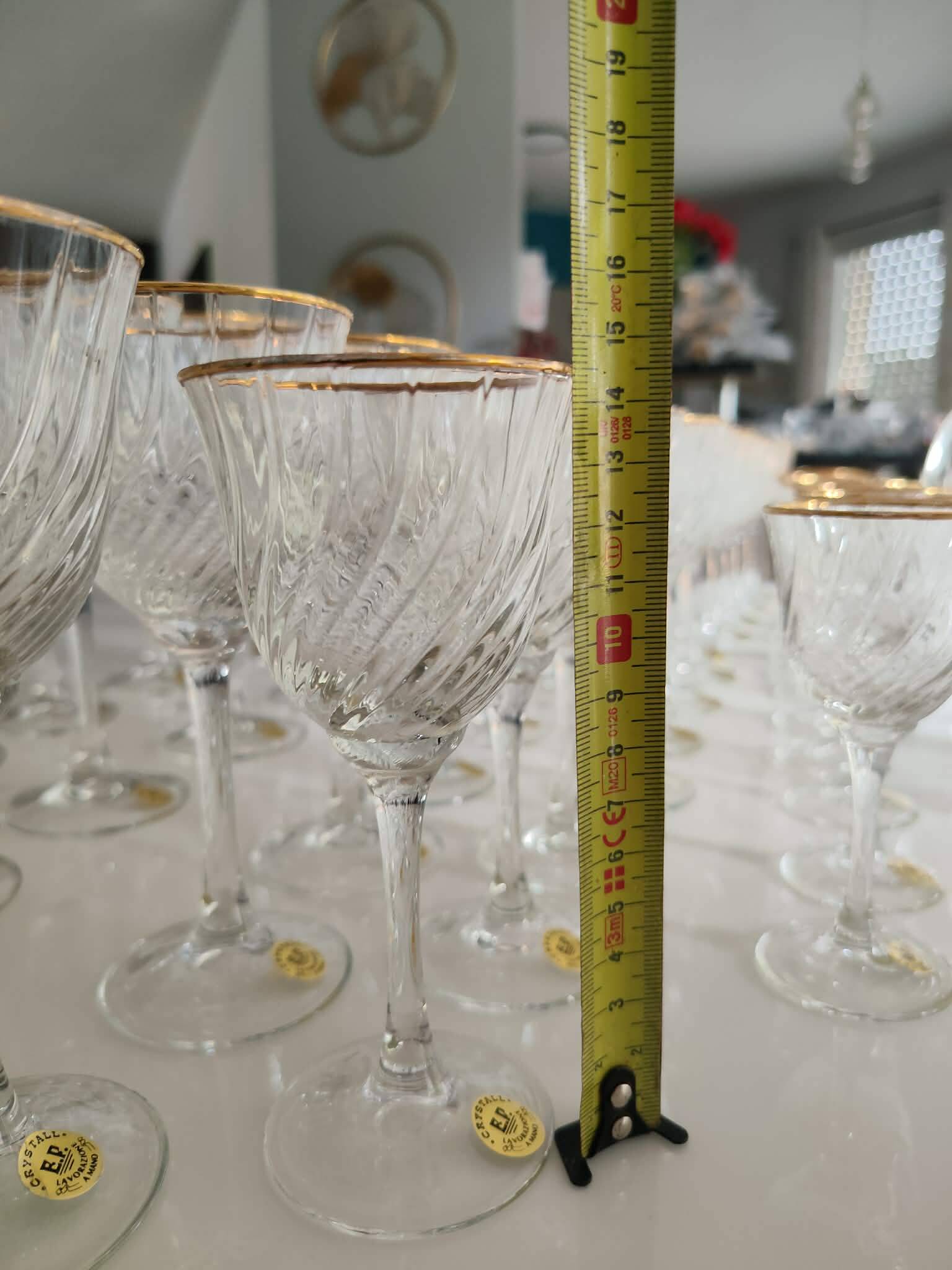 Crystal glassware set with decanter.