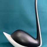 Black and white porcelain swan figurine from Czechoslovakia by Jaroslav Jezek Royal Dux 1960s