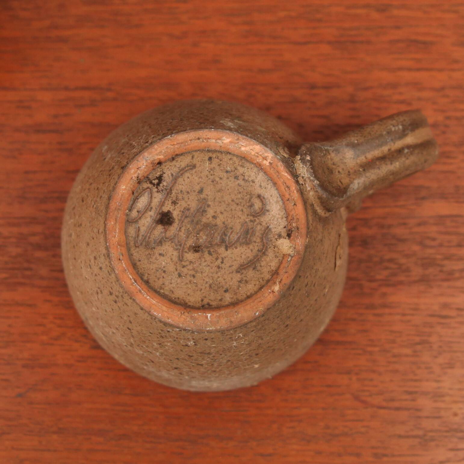 Vallauris stoneware coffee set, 4 cups and coffee pot