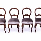Table et 4 chaises en bois et tissu, Europe du Nord vers 1870