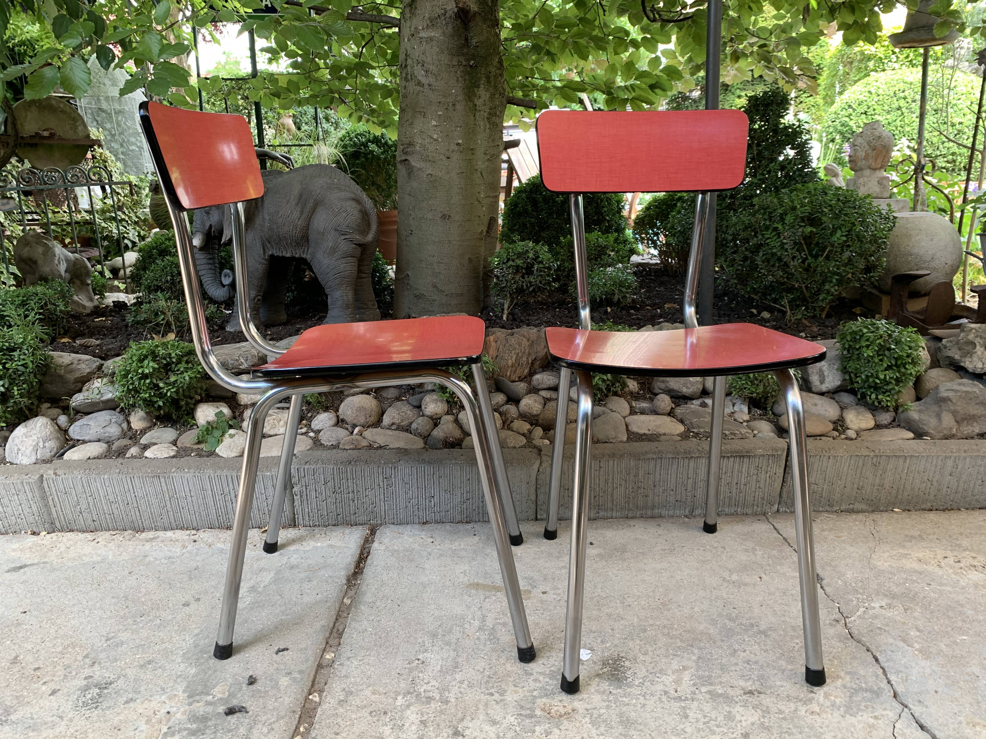 Red formica chairs