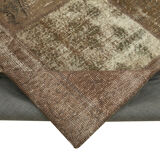 Handwoven oriental overdyed 196 cm x 304 cm brown patchwork carpet
