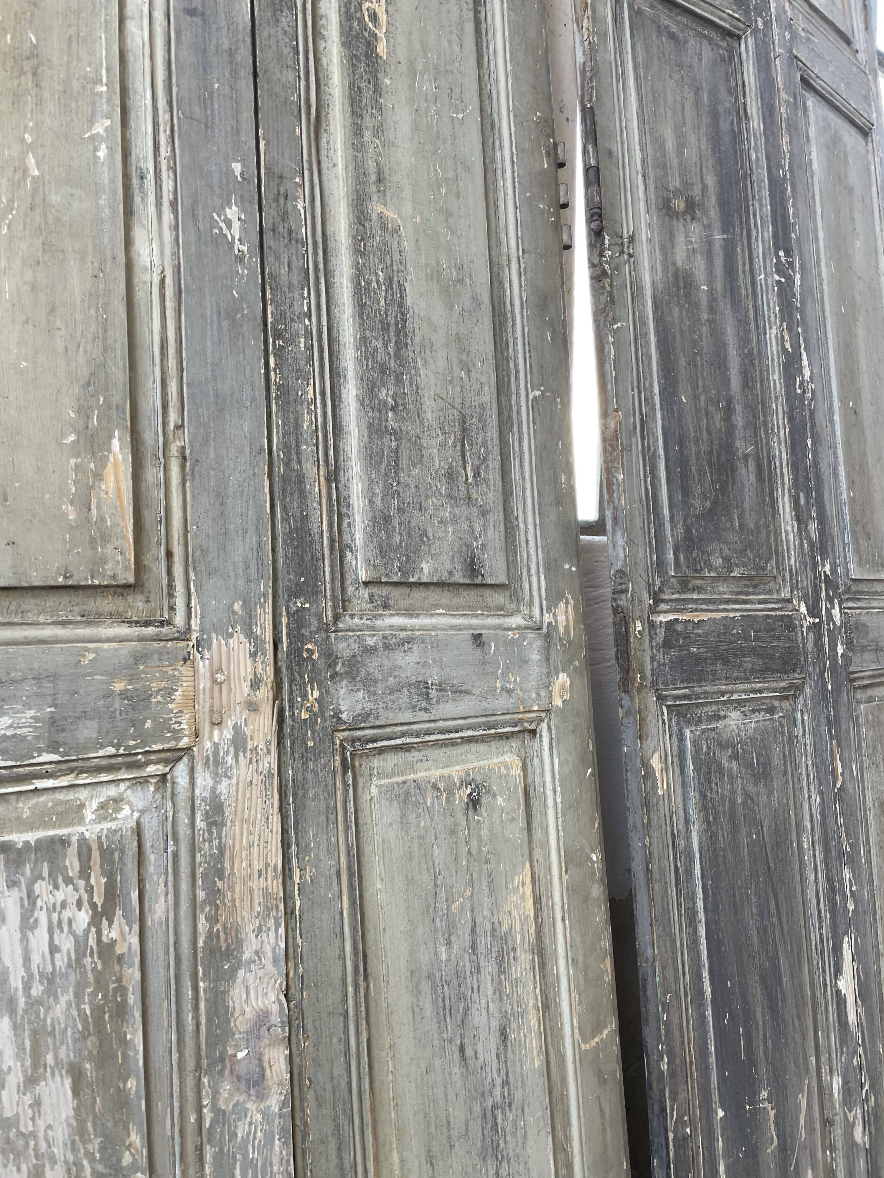 Trio of shutters louvers patina blue gray