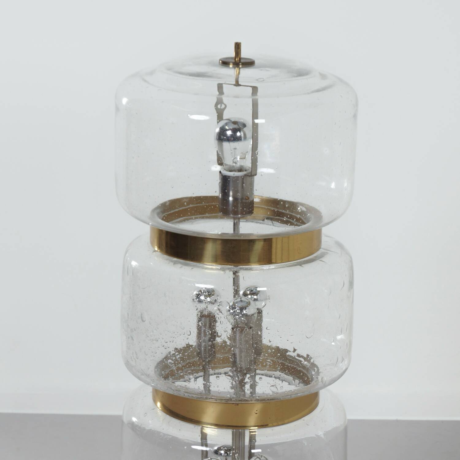 Large Floor Lamp of Mouth Blown Bubble Glass and Brass, 1970s