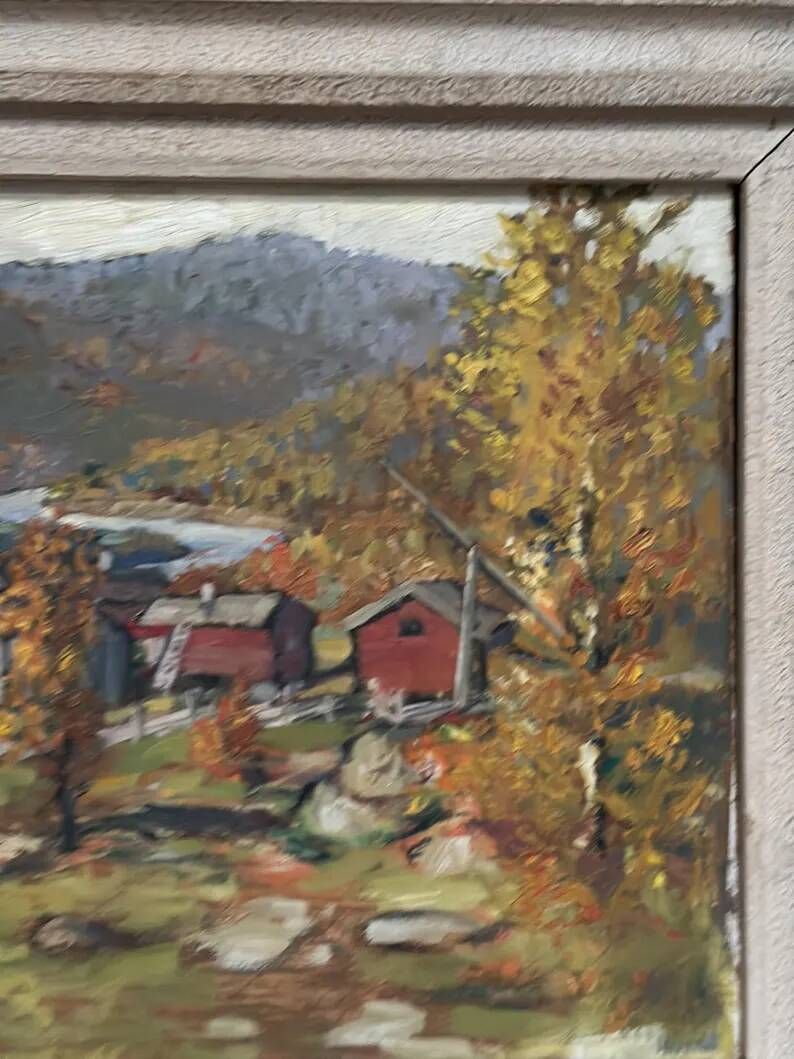 Original Swedish Oil on Panel - "Landscape" by Hundt - Signed - Vintage and Framed - 54 × 45 cm (21.3" × 17.7")