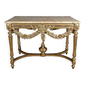 Table Console en Bois Doré , style Louis XVI – 2ème partie XIXe