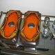 Set of 2 German Orange Lava Ceramic Wall Lamps from the 1960s / 70s Pan Keramik