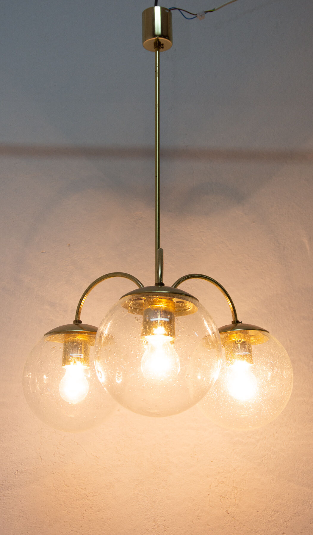 Three-armed chandelier for Kamenický Šenov, 1970´s