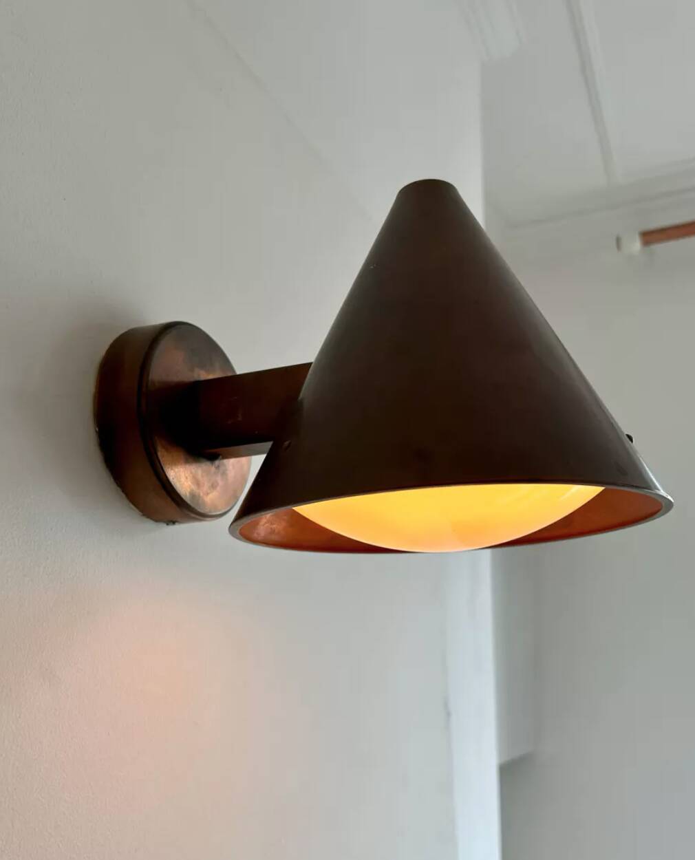 Vintage copper and opaline wall light, BEGA 1960