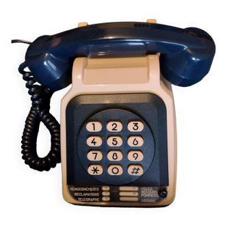 Téléphone Vintage S63 Socotel Bicolore bleu Ptt collection