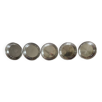 5 silver metal bottle coasters