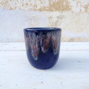 Mug en céramique bleu émaillé à coulures
