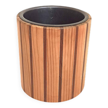 Scandinavian wooden ice bucket or bottle cooler Height 22.5 cm