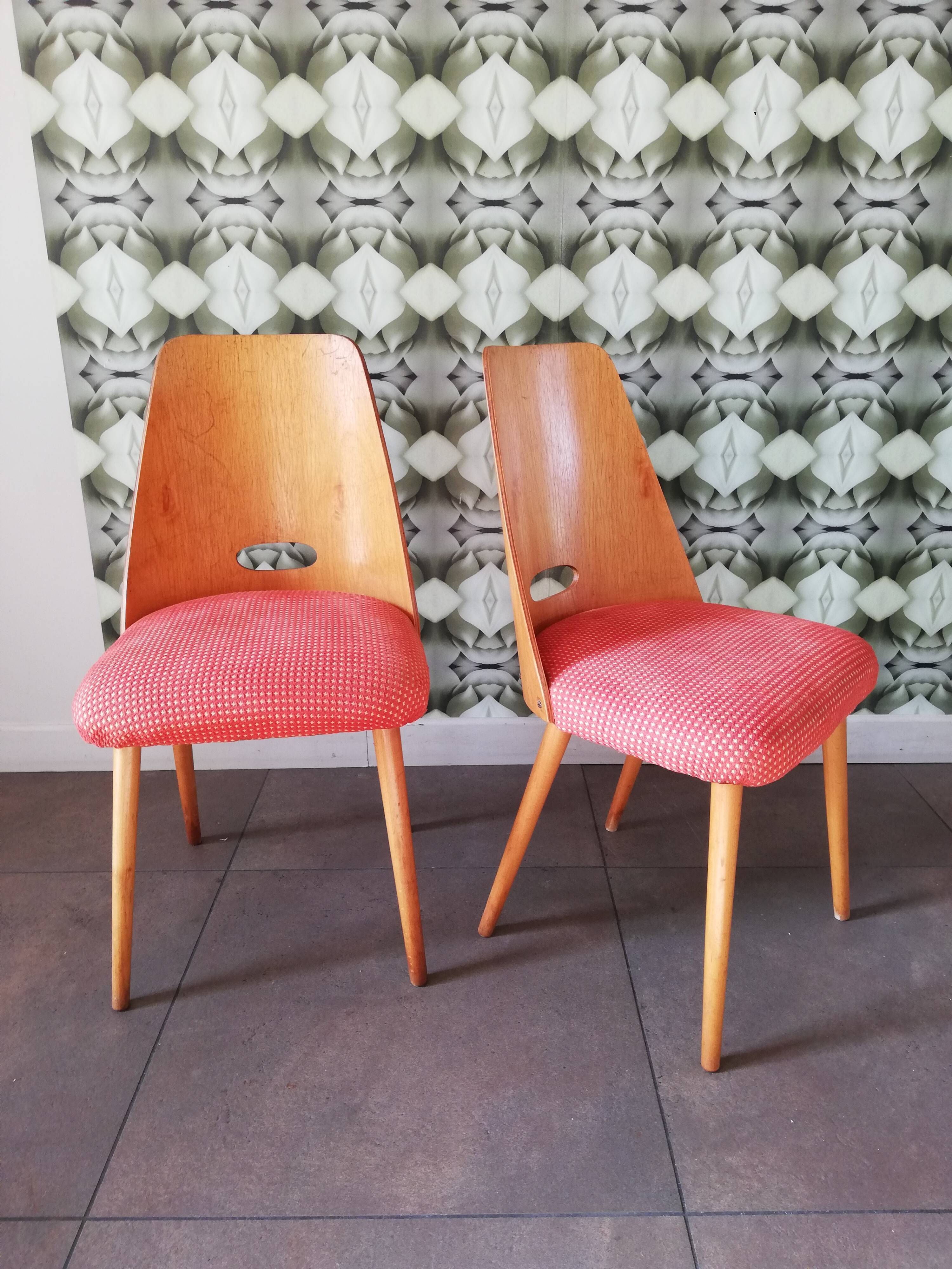2 Vintage chairs Antonin Suman, Art Deco, Czechoslovakia 1960