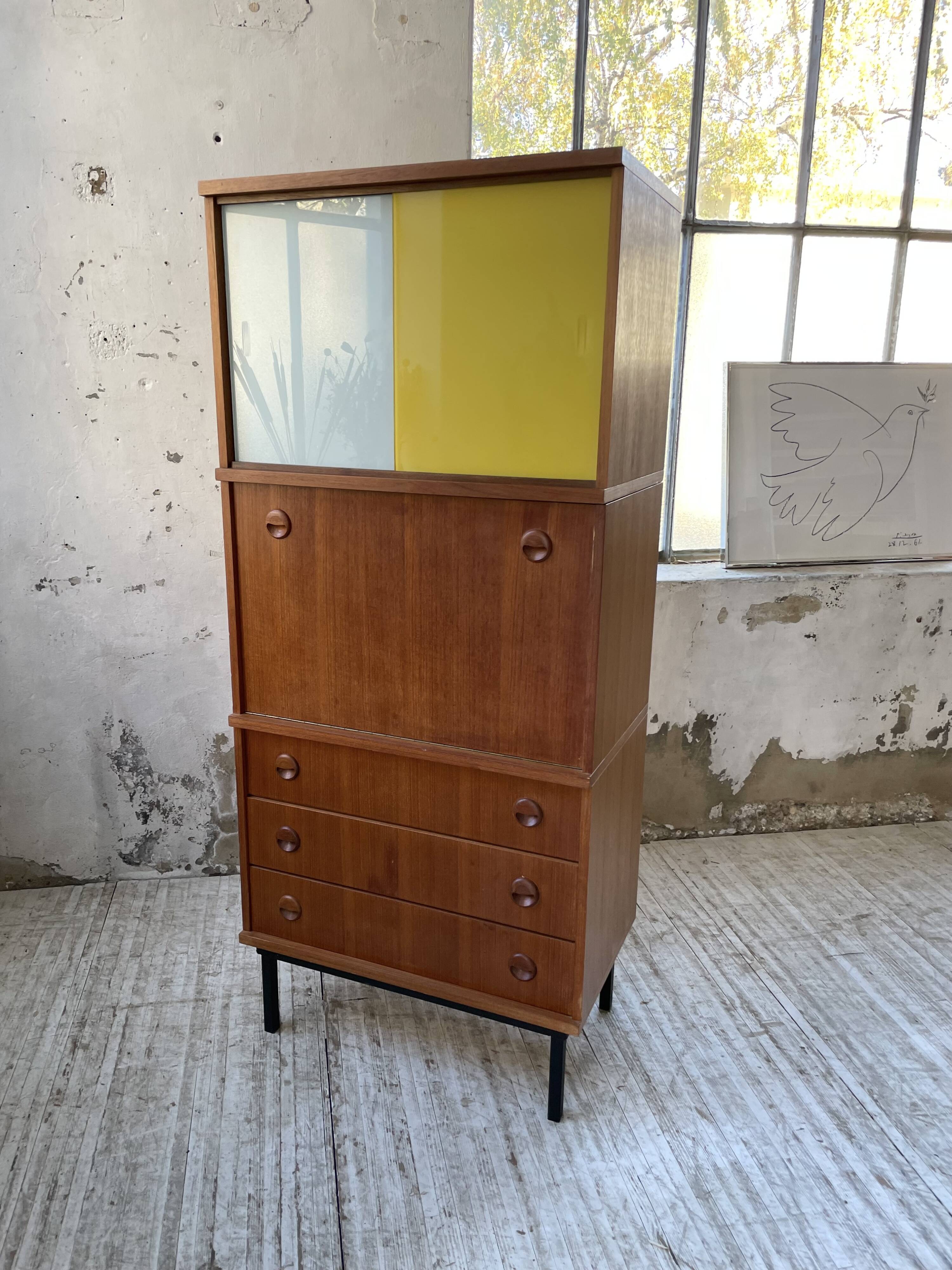 Modernist teak secretary desk, 1950s