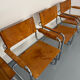 4 vintage tubular chairs with patinated leather designed by Mart Stam