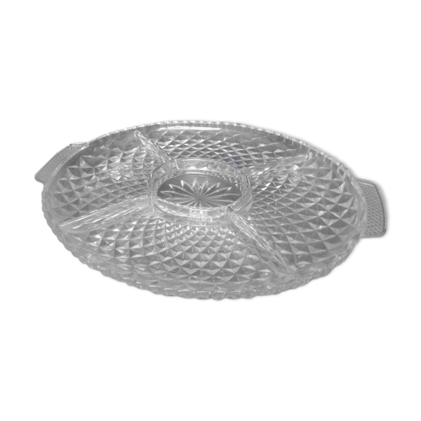 Crystal glass dish with aperitif cake vintage biscuit