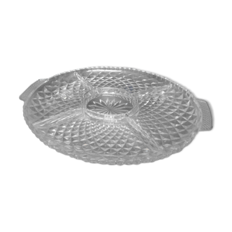 Crystal glass dish with aperitif cake vintage biscuit