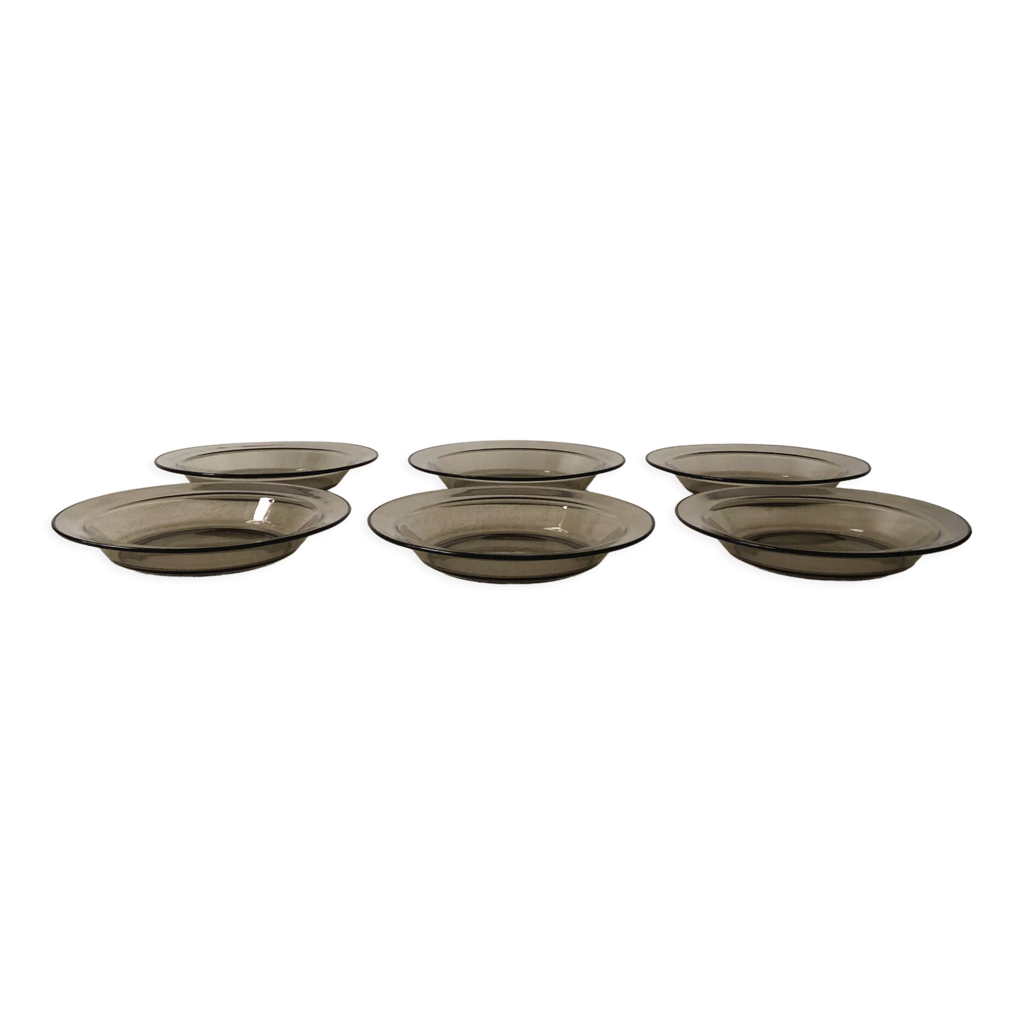 Plat Creux En Verre Fumé Noir Vereco – Vintage – Fabrication Française
