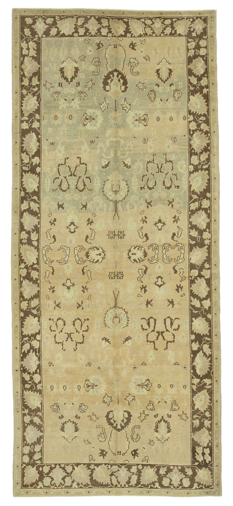 1970s Handwoven One-of-a-Kind Anatolian Beige Rug 140 cm x 328 cm