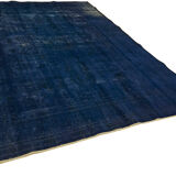 Hand-knotted anatolian vintage 1970s blue wool carpet