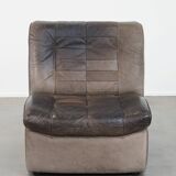 Gray leather design armchair from the 70s