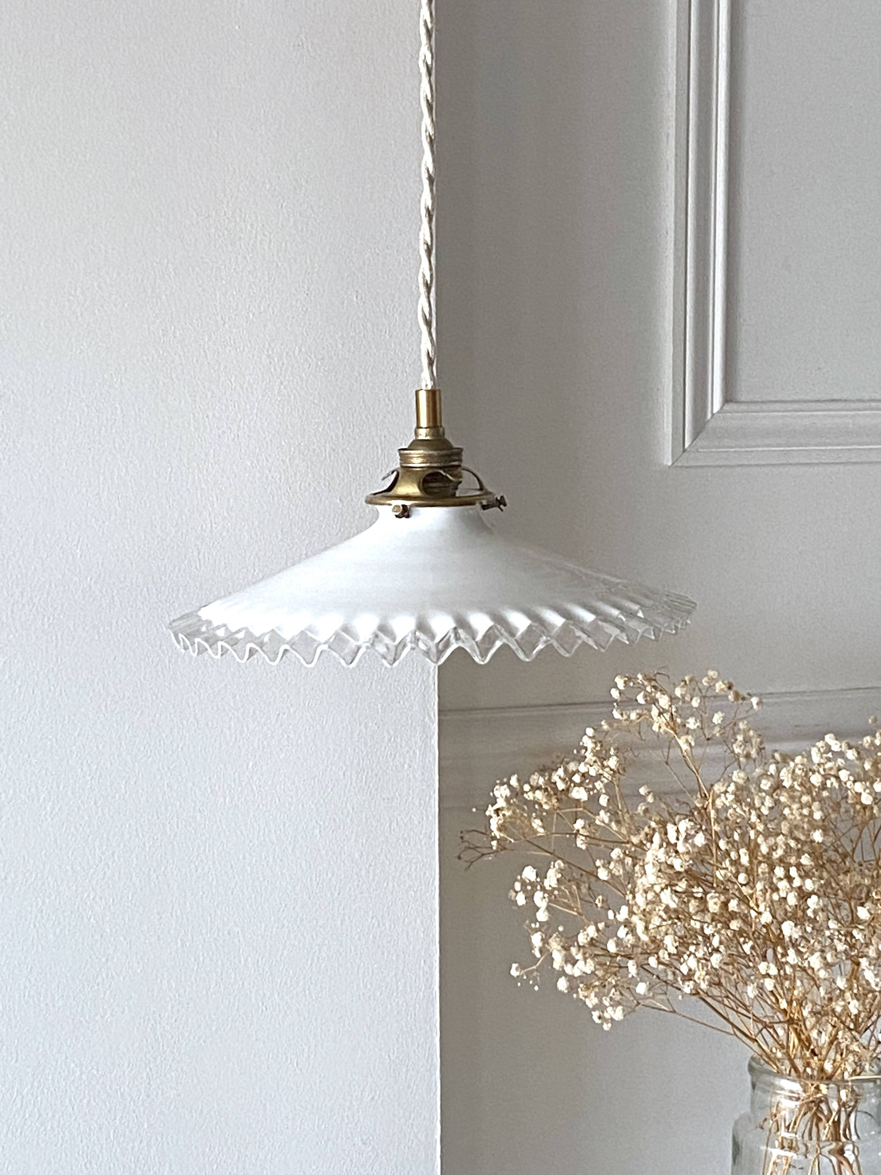 Opaline glass pendant light