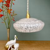Vintage white Clichy glass lampshade pendant light