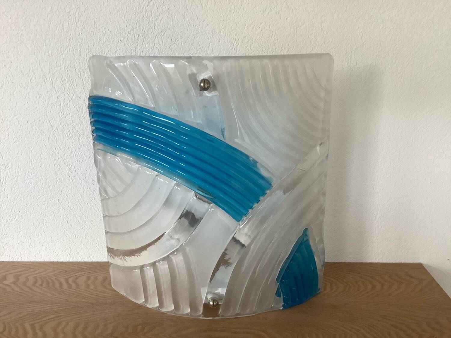 Murano Glass Wall Lamp I Tre Relief Vintage 1980s