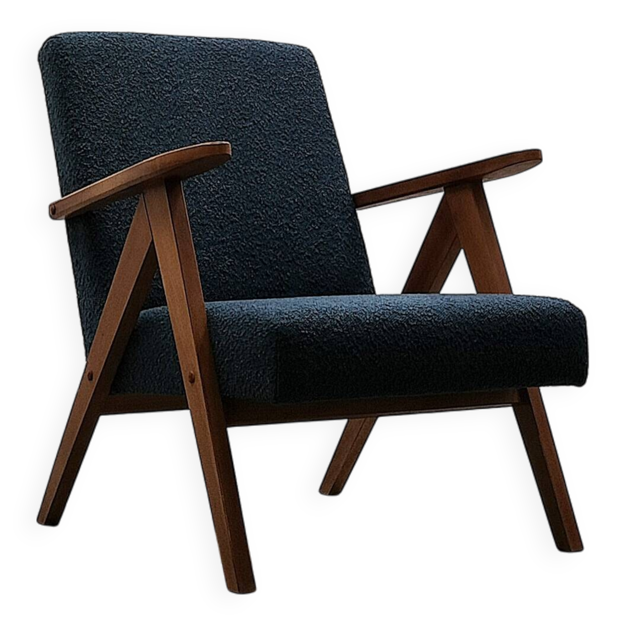 Mid Century Easy Chair Model B - 310 Var in Blue Boucle