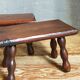 Pair of vintage solid turned wood footstools