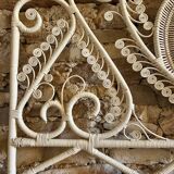 Peacock style white rattan headboard