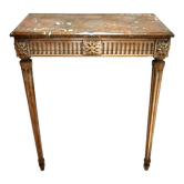Console de style Louis XVI en bois naturel plateau de marbre