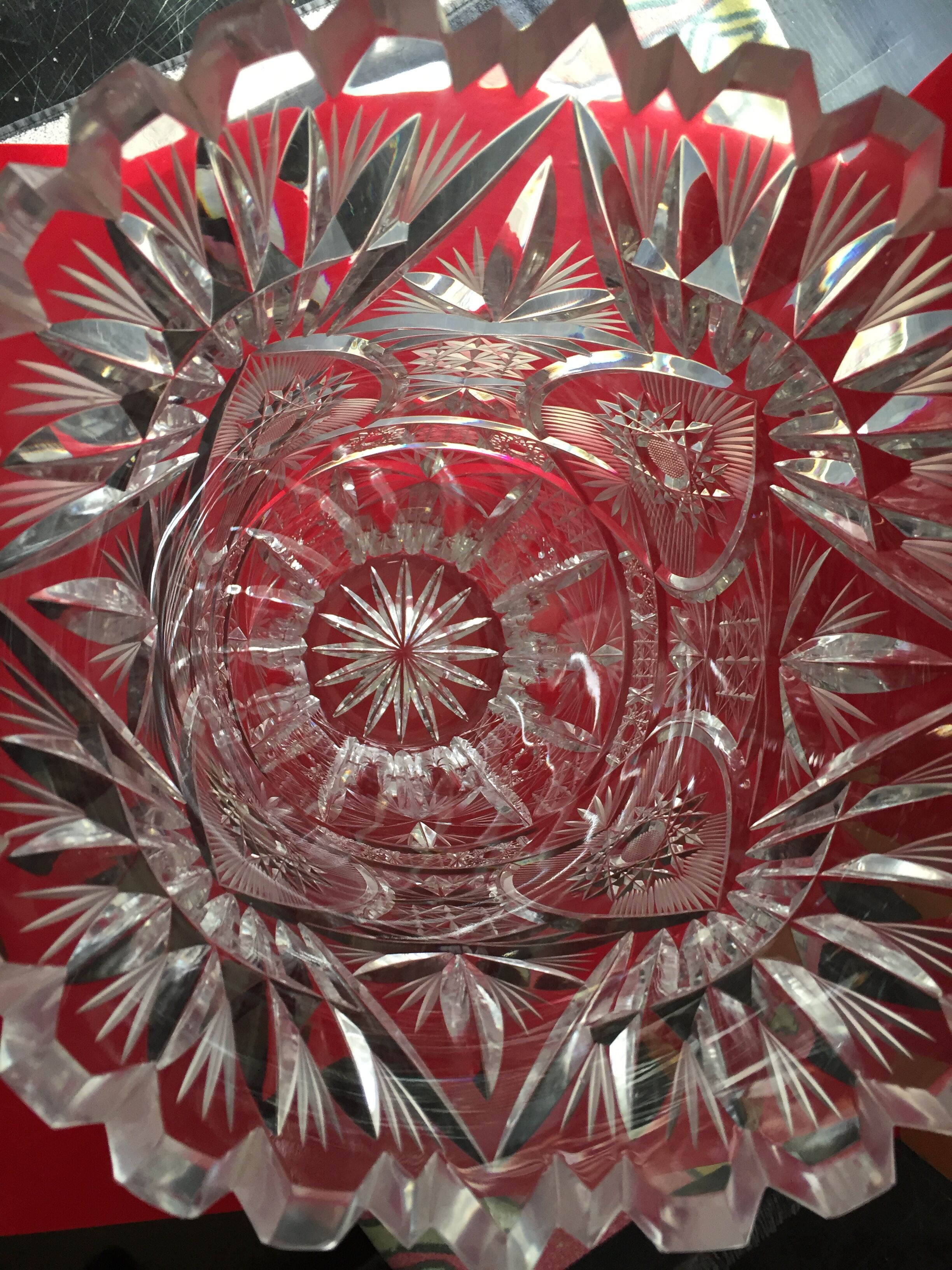 Vintage bohemian cut crystal vase